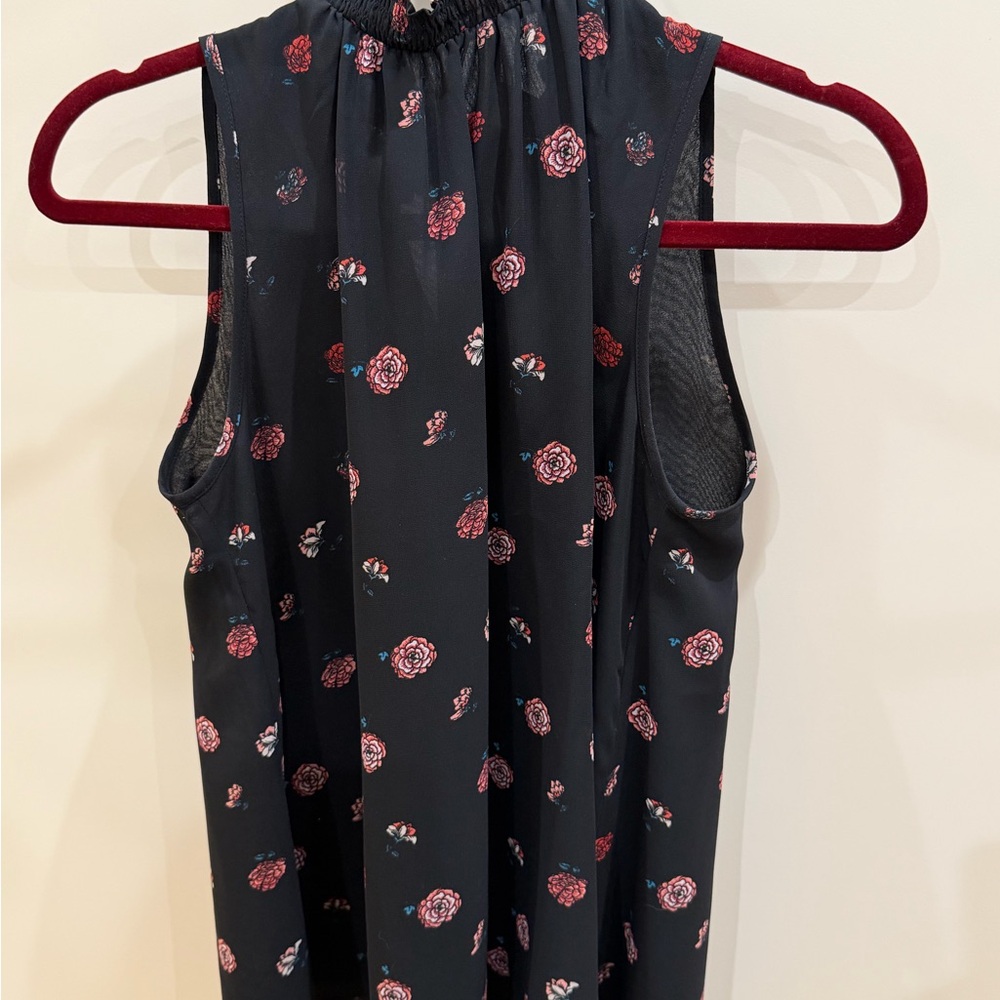 LOFT Black and Red Floral Top